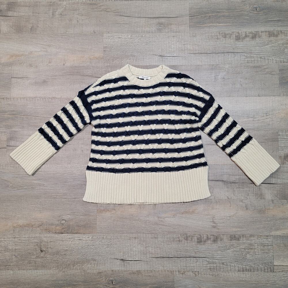 Madewell XS Oversized Chunky Cable Knit Sweater Dolman Wide Sleeve Nautical Top